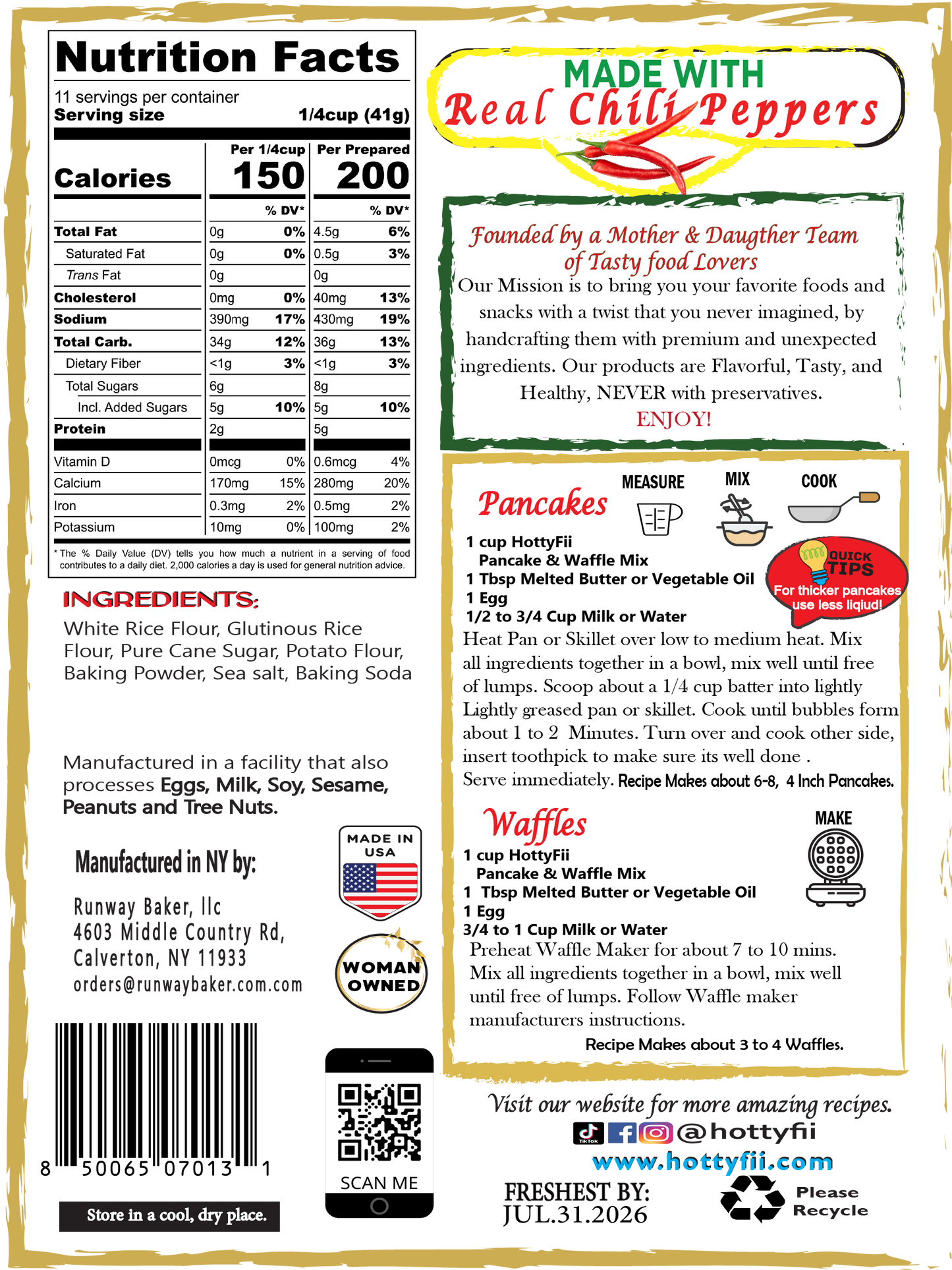 Gluten Free Pancake and Waffle Mix 16 OZ